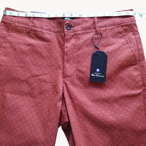 Ben Sherman Shorts Mens 32 Stretch Fit Red Summer - Picture 8 of 16